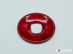 FIAT 500 Steering Wheel Trim - Carbon Fiber - Airbag Center - Large Outer Cover - Red Pearl Finish